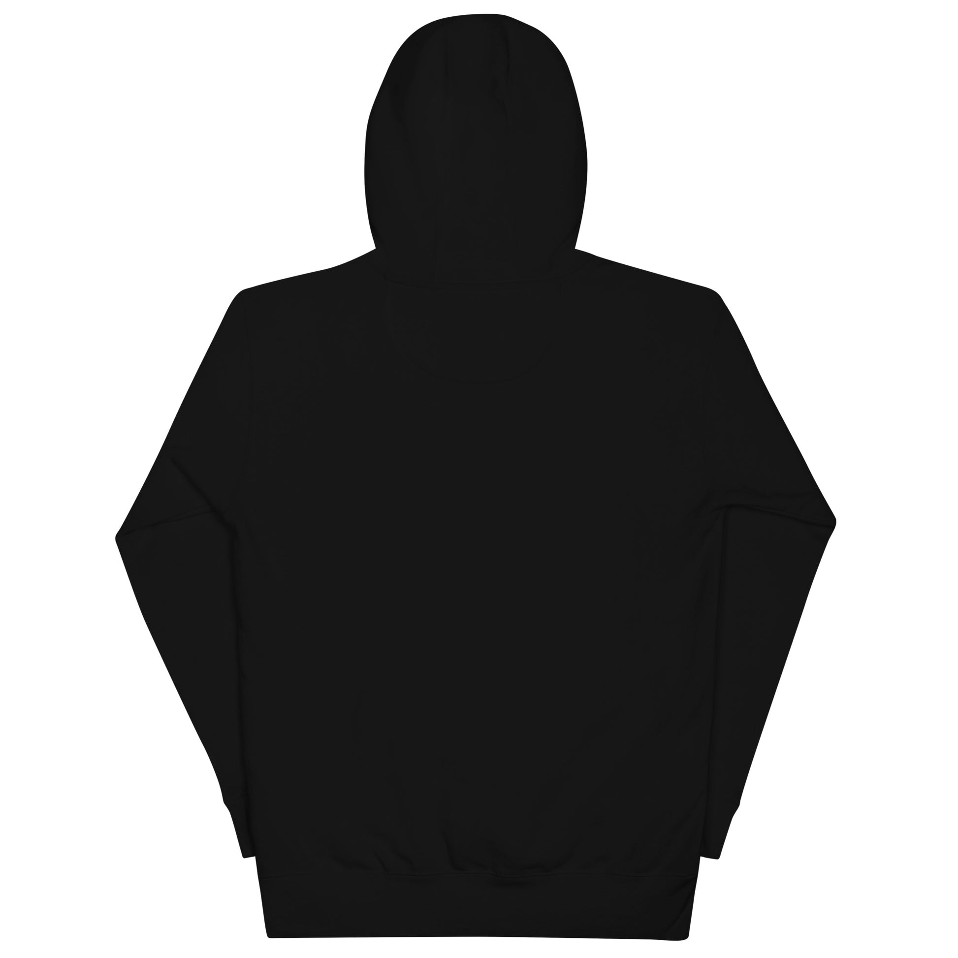 "Back view of Timekeeper Hoodie showing plain back and soft fleece fabric"