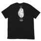 " Black Timekeeper T-Shirt back view with detailed stopwatch design"