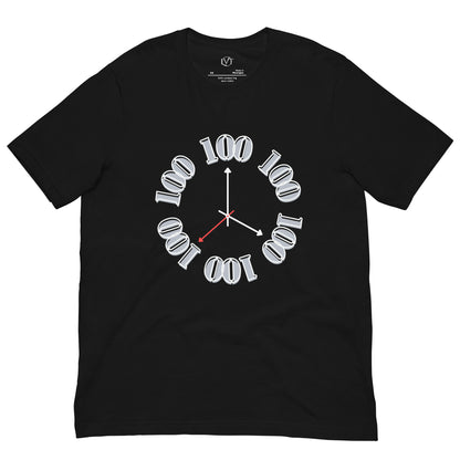 " Black Vintage Clock T-Shirt front view showcasing clock design"