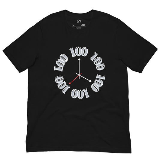 " Black Vintage Clock T-Shirt front view showcasing clock design"